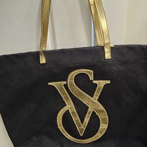 Victoria's Secret Black Tote with Gold Accents